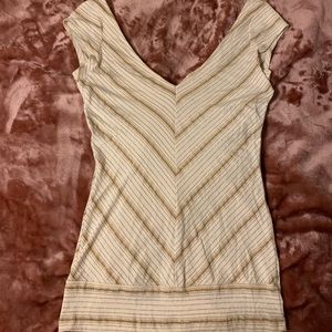 Guess EUC Cream/Gold Metallic V neck tie back
